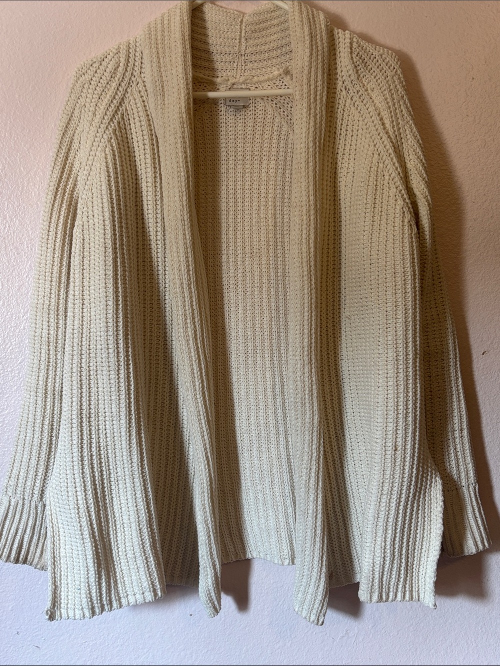 a new day Womanβs White Shawl Collar Oversized Open Front Cardigan, Size XS